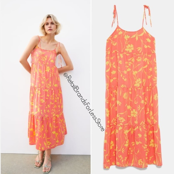 orange maxi dress zara